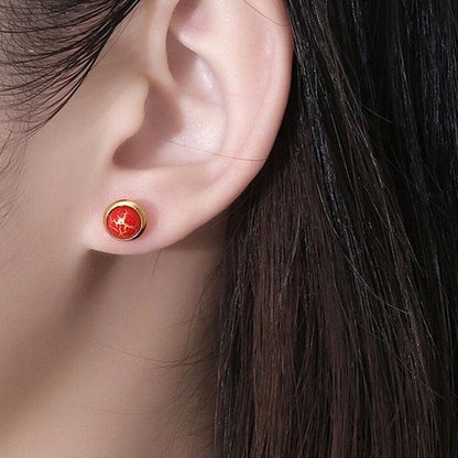 Elegant round cabochon stud earrings