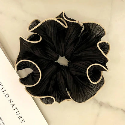 Folded chiffon hair ties with contrasting edge