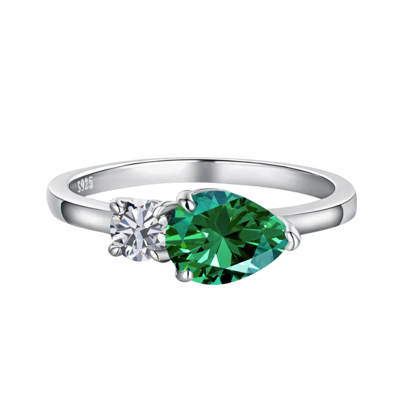 Slim ring with double gemstone design