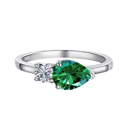 Slim ring with double gemstone design