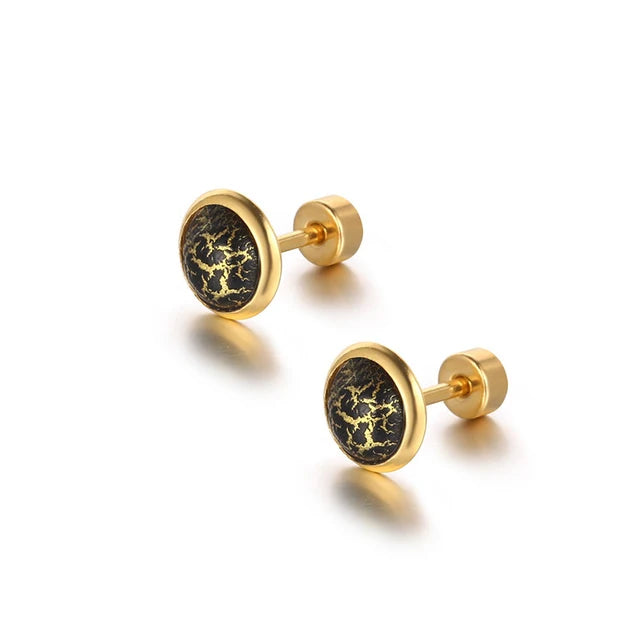 Elegant round cabochon stud earrings