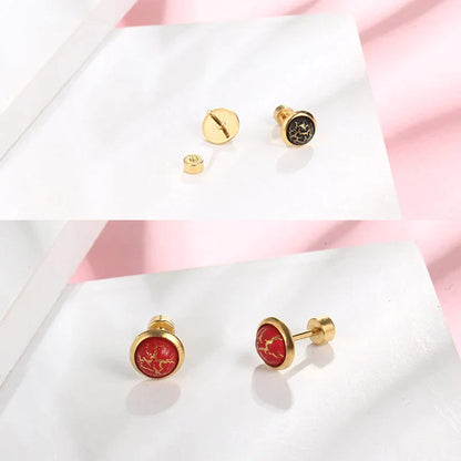 Elegant round cabochon stud earrings