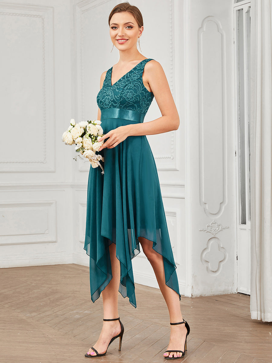 Chléo Irregular Lace Chiffon V-Neck Bridesmaid Dress for Women
