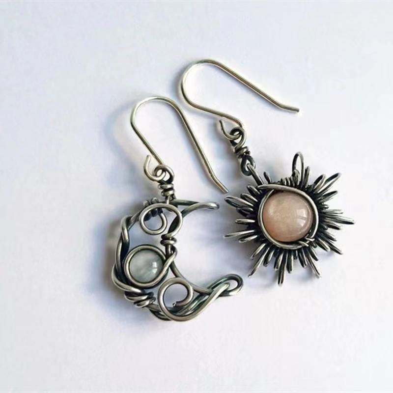 Graceful sun and moon earrings