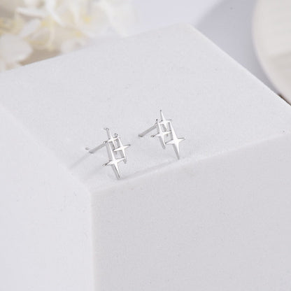 Silver coloured stud earrings for women