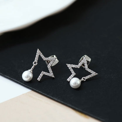 Silver coloured stud earrings for women