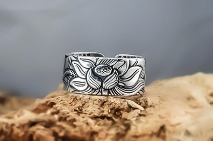 Lotus Sutra Silver Ring