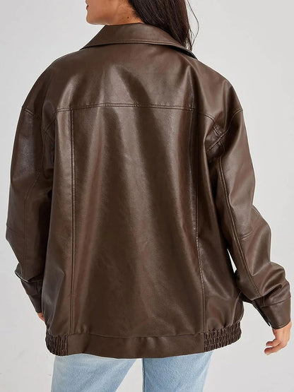 Aria™ - Oversized Leather Bomber Jacket