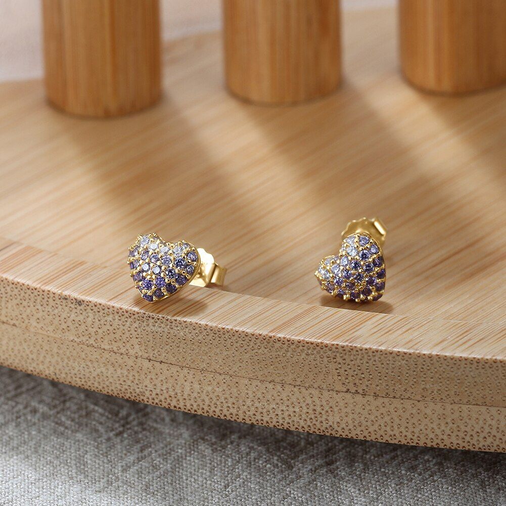 Sparkling heart stud earrings