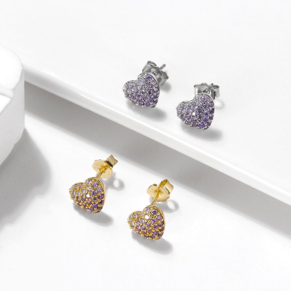 Sparkling heart stud earrings